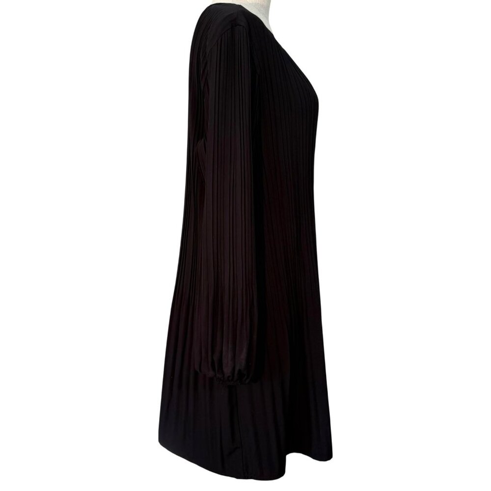 Hilary Radley Black Pleated Long Sleeve Shift Dress Knife Size XXL Pullover - Picture 6 of 9